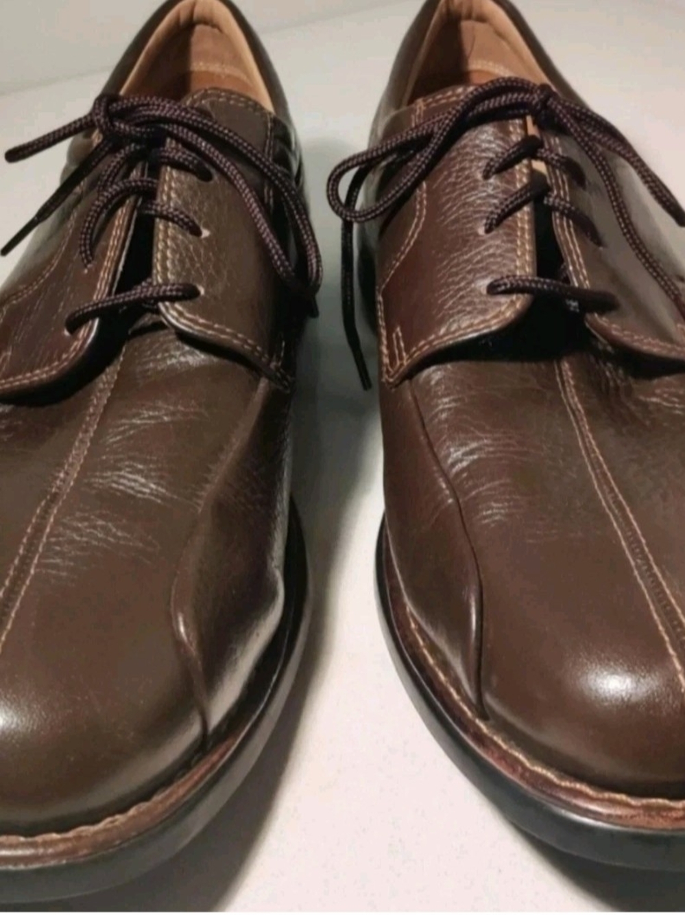 Nunn Bush Mens 9M Brown Leather & Sheepskin Lining Lace Up Loafers NEW - Picture 4 of 13
